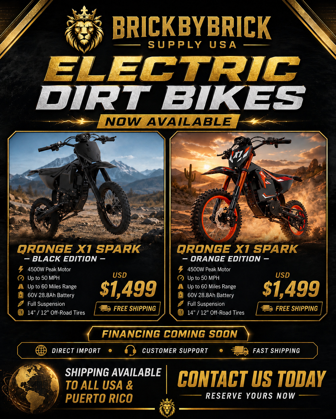 Qronge X1 Spark Electric Dirt Bike 4500W