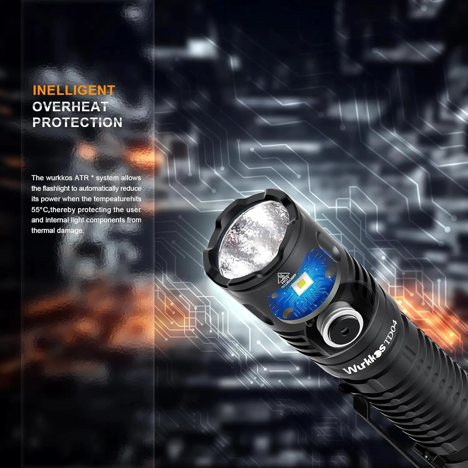 High power 3000LM flashlight beam close-up night use